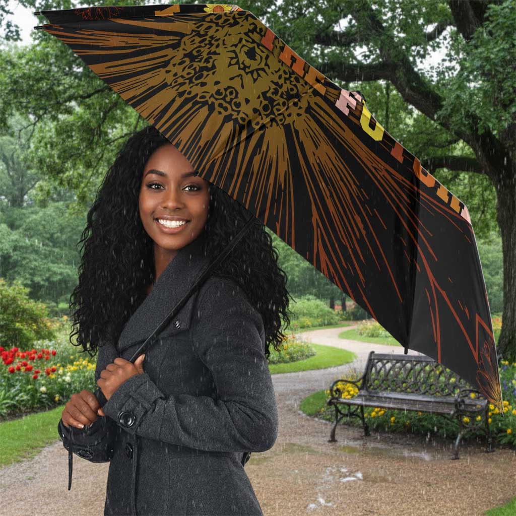 Black History Month Black African American Teachers Umbrella Afrocentric Floral Art with Motivational Typography