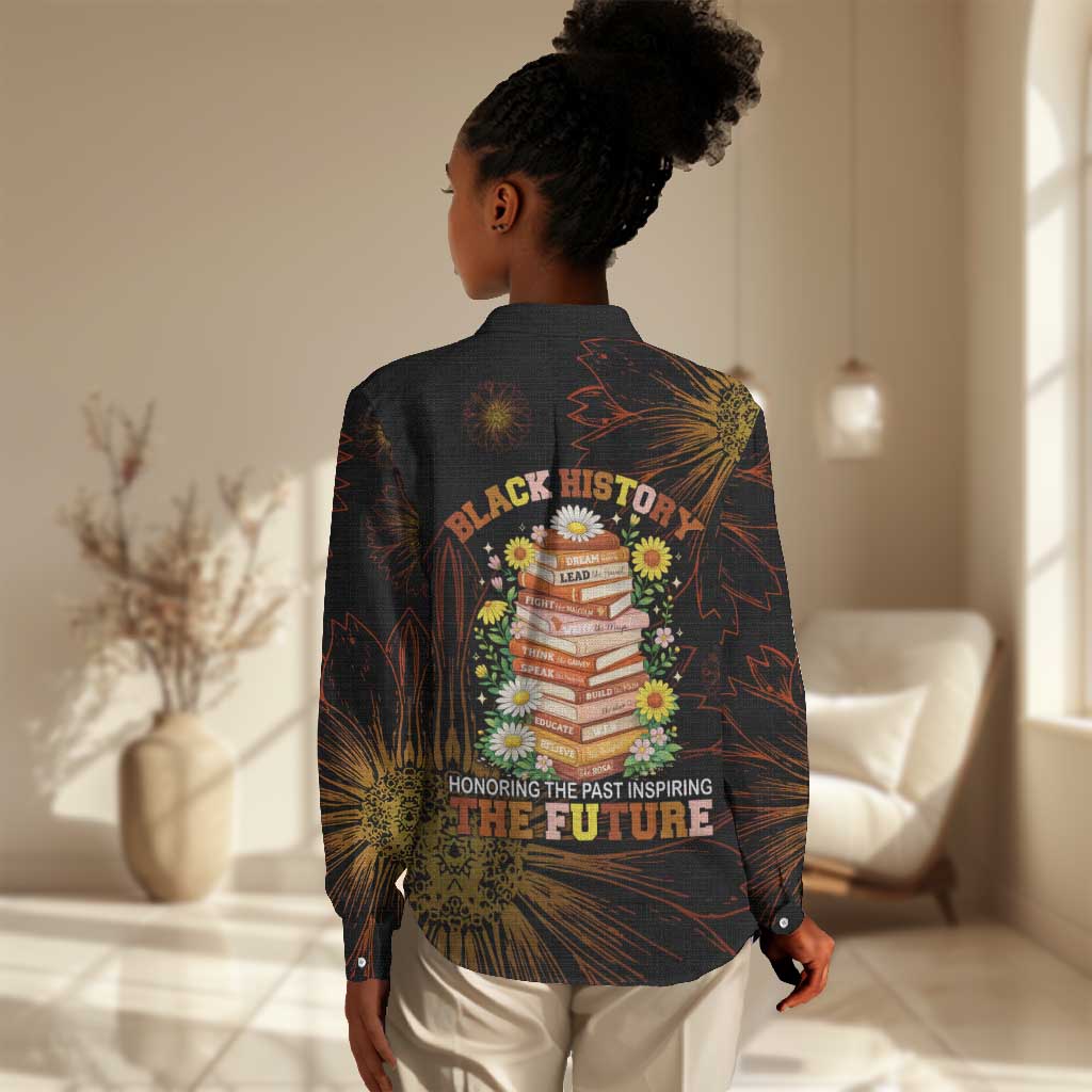 Black History Month Black African American Teachers Women Casual Shirt Afrocentric Floral Art with Motivational Typography
