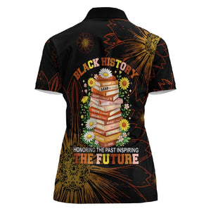 Black History Month Black African American Teachers Women Polo Shirt Afrocentric Floral Art with Motivational Typography