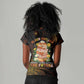 Black History Month Black African American Teachers Women V-Neck T-Shirt Afrocentric Floral Art with Motivational Typography