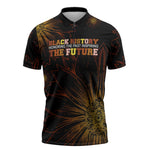 Black History Month Black African American Teachers Zipper Polo Shirt Afrocentric Floral Art with Motivational Typography