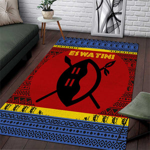 Eswatini Flag Area Rug Nguni Shield Spear Pattern