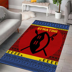 Eswatini Flag Area Rug Nguni Shield Spear Pattern
