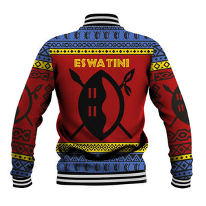Eswatini Flag Baseball Jacket Nguni Shield Spear Pattern
