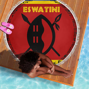 Eswatini Flag Beach Blanket Nguni Shield Spear Pattern