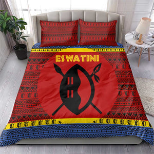 Eswatini Flag Bedding Set Nguni Shield Spear Pattern