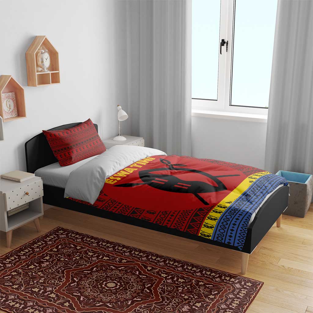 Eswatini Flag Bedding Set Nguni Shield Spear Pattern