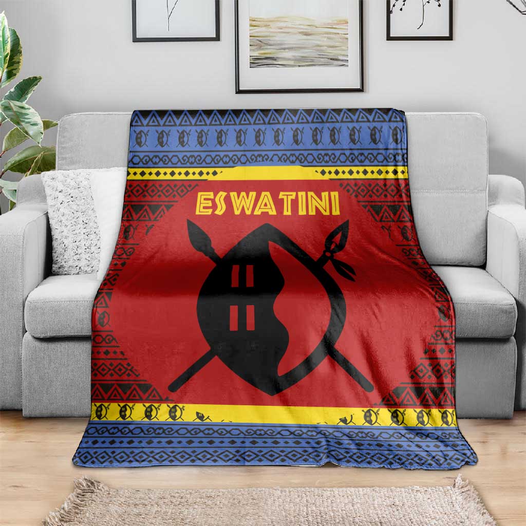 Eswatini Flag Blanket Nguni Shield Spear Pattern