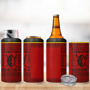 Eswatini Flag 4 in 1 Can Cooler Tumbler Nguni Shield Spear Pattern