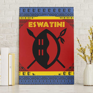 Eswatini Flag Canvas Wall Art Nguni Shield Spear Pattern