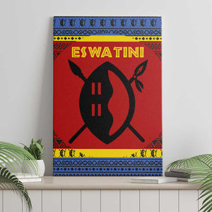 Eswatini Flag Canvas Wall Art Nguni Shield Spear Pattern