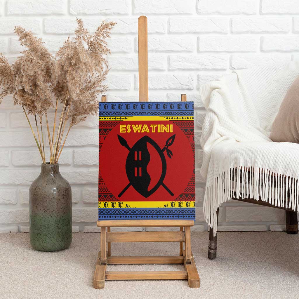 Eswatini Flag Canvas Wall Art Nguni Shield Spear Pattern