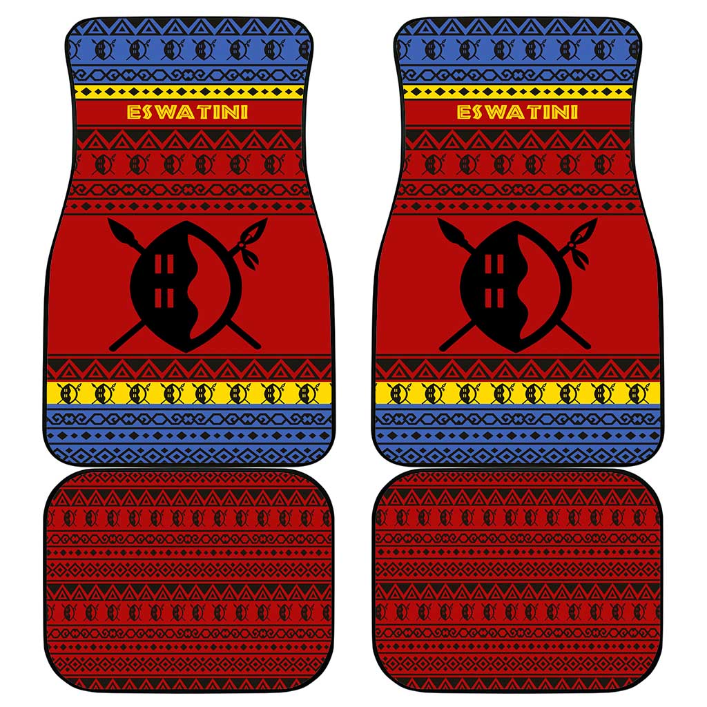 Eswatini Flag Car Mats Nguni Shield Spear Pattern
