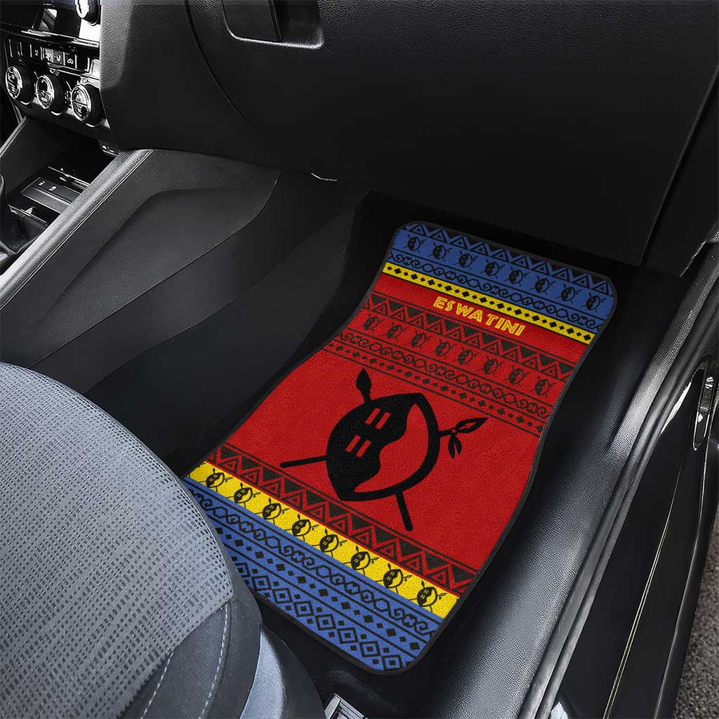 Eswatini Flag Car Mats Nguni Shield Spear Pattern