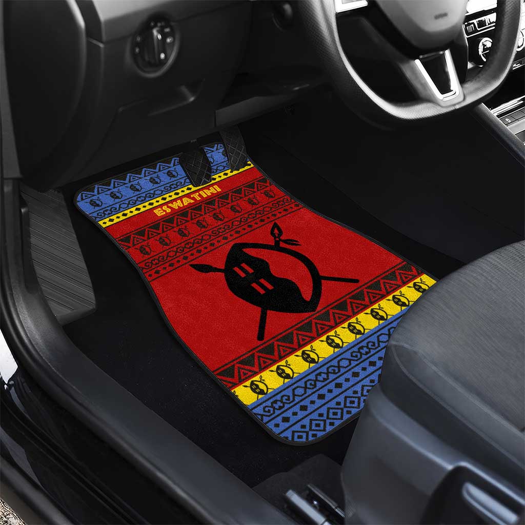 Eswatini Flag Car Mats Nguni Shield Spear Pattern