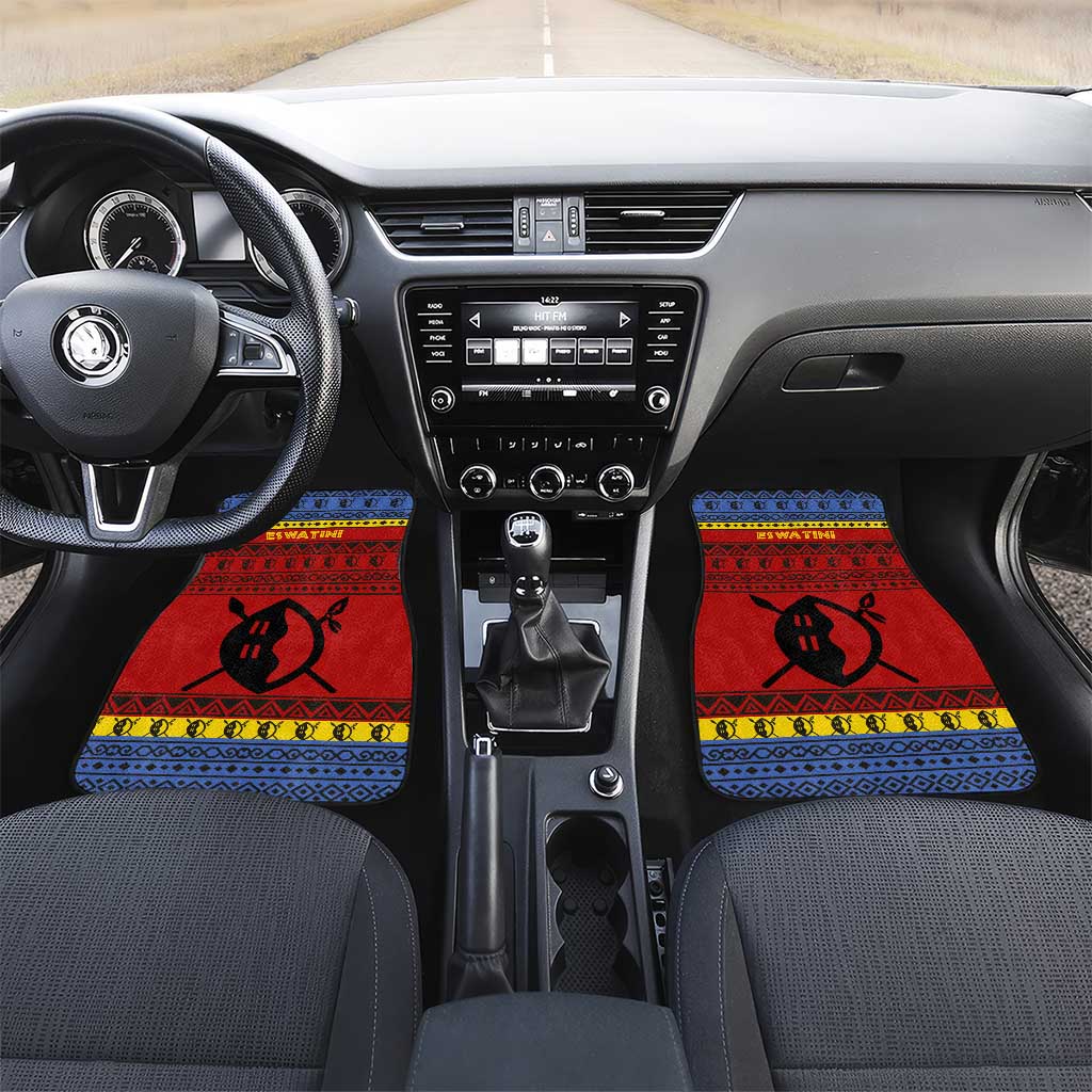 Eswatini Flag Car Mats Nguni Shield Spear Pattern