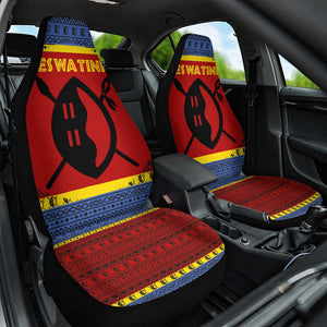 Eswatini Flag Car Seat Cover Nguni Shield Spear Pattern