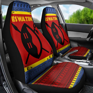 Eswatini Flag Car Seat Cover Nguni Shield Spear Pattern