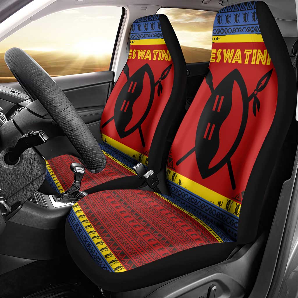 Eswatini Flag Car Seat Cover Nguni Shield Spear Pattern