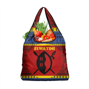 Eswatini Flag Grocery Bag Nguni Shield Spear Pattern