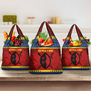 Eswatini Flag Grocery Bag Nguni Shield Spear Pattern
