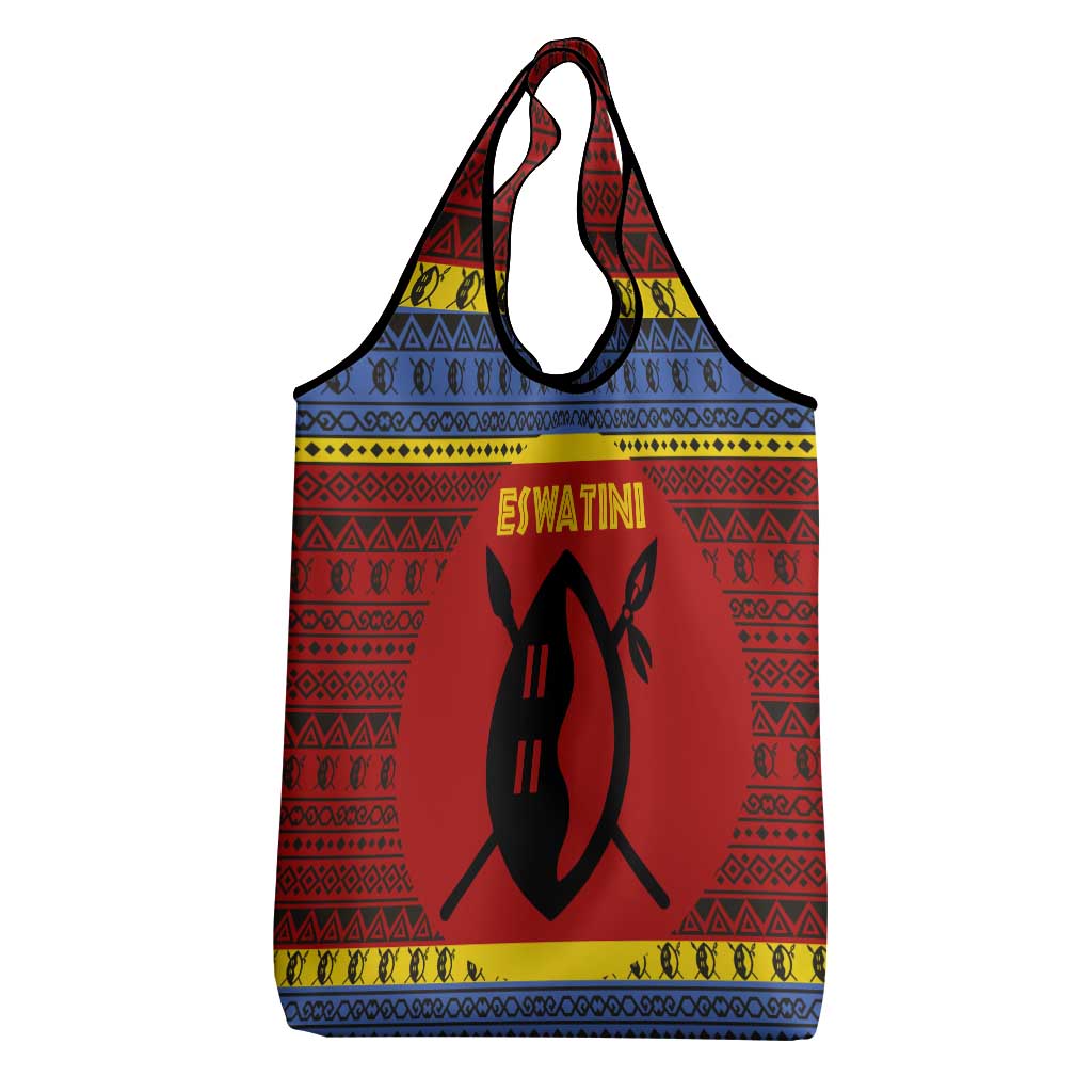 Eswatini Flag Grocery Bag Nguni Shield Spear Pattern