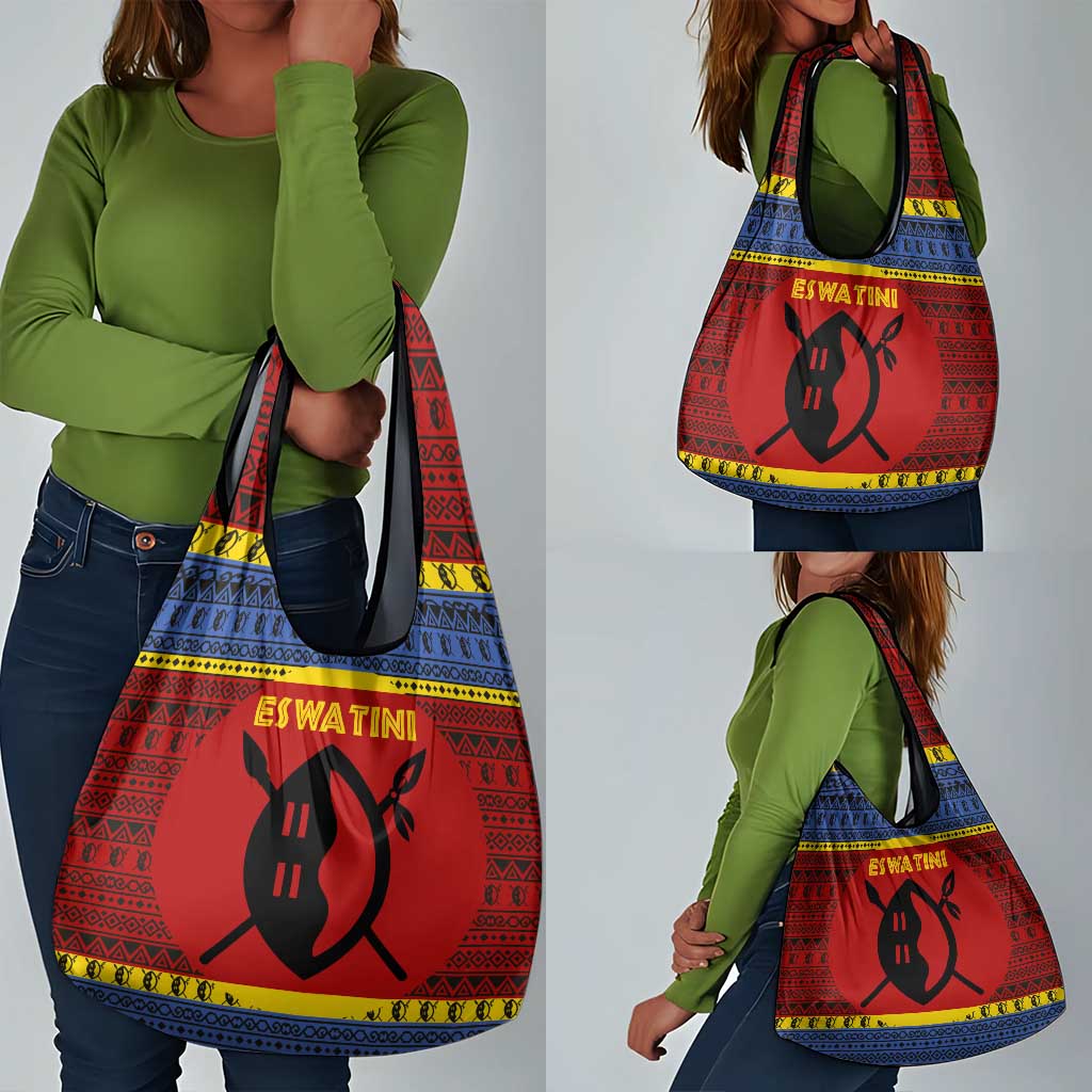 Eswatini Flag Grocery Bag Nguni Shield Spear Pattern