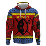 Eswatini Flag Hoodie Nguni Shield Spear Pattern