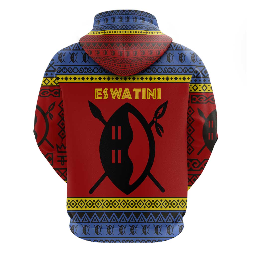 Eswatini Flag Hoodie Nguni Shield Spear Pattern