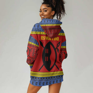 Eswatini Flag Hoodie Dress Nguni Shield Spear Pattern