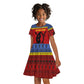 Eswatini Flag Kid Short Sleeve Dress Nguni Shield Spear Pattern