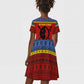 Eswatini Flag Kid Short Sleeve Dress Nguni Shield Spear Pattern