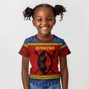 Eswatini Flag Kid T shirt Nguni Shield Spear Pattern