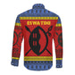 Eswatini Flag Long Sleeve Button Shirt Nguni Shield Spear Pattern