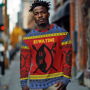 Eswatini Flag Long Sleeve Shirt Nguni Shield Spear Pattern