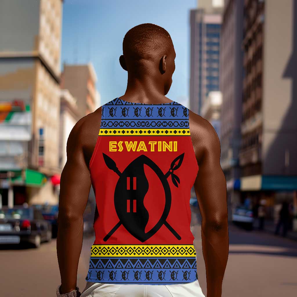 Eswatini Flag Men Tank Top Nguni Shield Spear Pattern