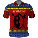 Eswatini Flag Polo Shirt Nguni Shield Spear Pattern