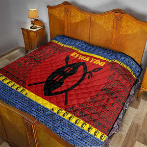 Eswatini Flag Quilt Nguni Shield Spear Pattern