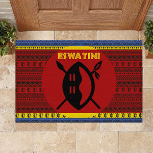 Eswatini Flag Rubber Doormat Nguni Shield Spear Pattern