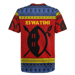 Eswatini Flag Rugby Jersey Nguni Shield Spear Pattern