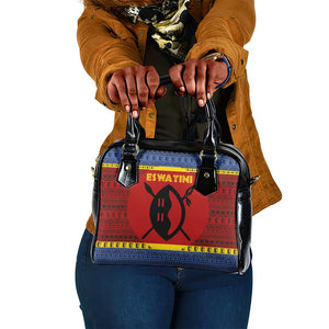 Eswatini Flag Shoulder Handbag Nguni Shield Spear Pattern