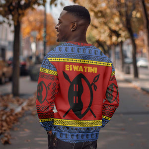 Eswatini Flag Sweatshirt Nguni Shield Spear Pattern