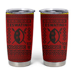 Eswatini Flag Tumbler Cup Nguni Shield Spear Pattern