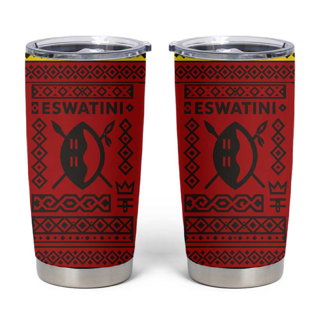 Eswatini Flag Tumbler Cup Nguni Shield Spear Pattern