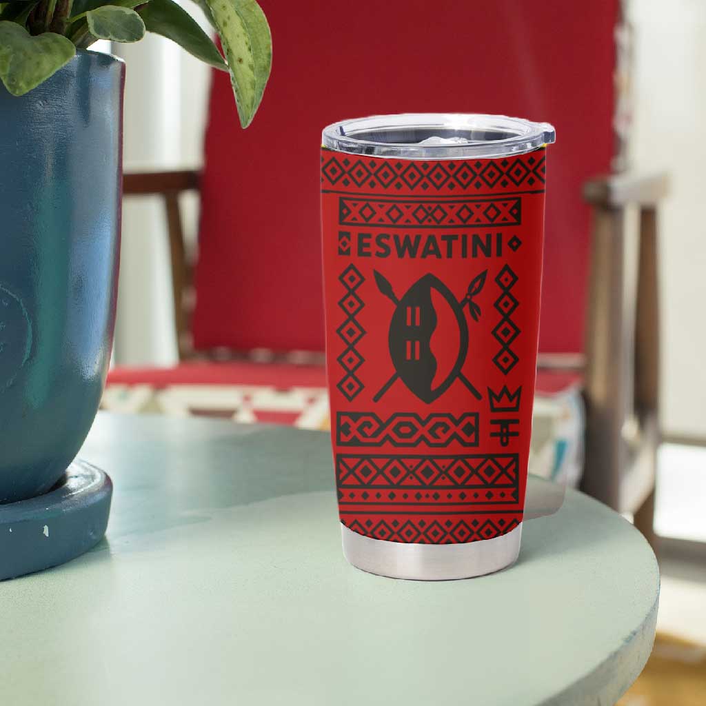 Eswatini Flag Tumbler Cup Nguni Shield Spear Pattern