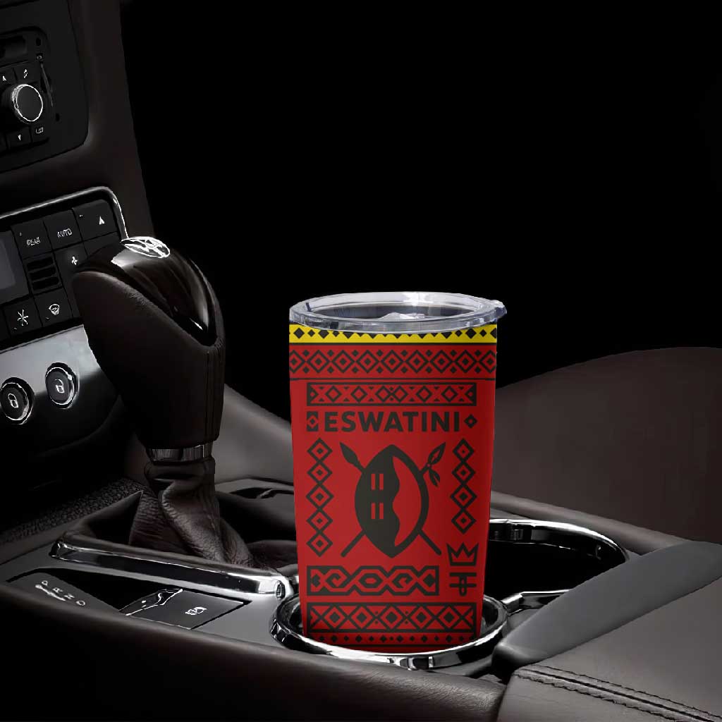 Eswatini Flag Tumbler Cup Nguni Shield Spear Pattern