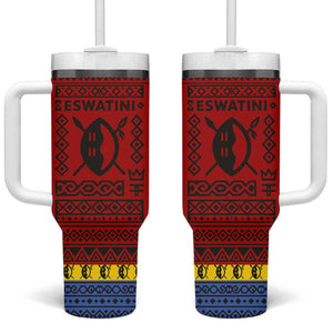 Eswatini Flag Tumbler With Handle Nguni Shield Spear Pattern