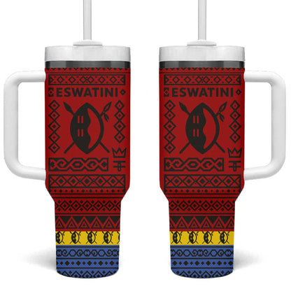 Eswatini Flag Tumbler With Handle Nguni Shield Spear Pattern
