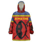 Eswatini Flag Wearable Blanket Hoodie Nguni Shield Spear Pattern