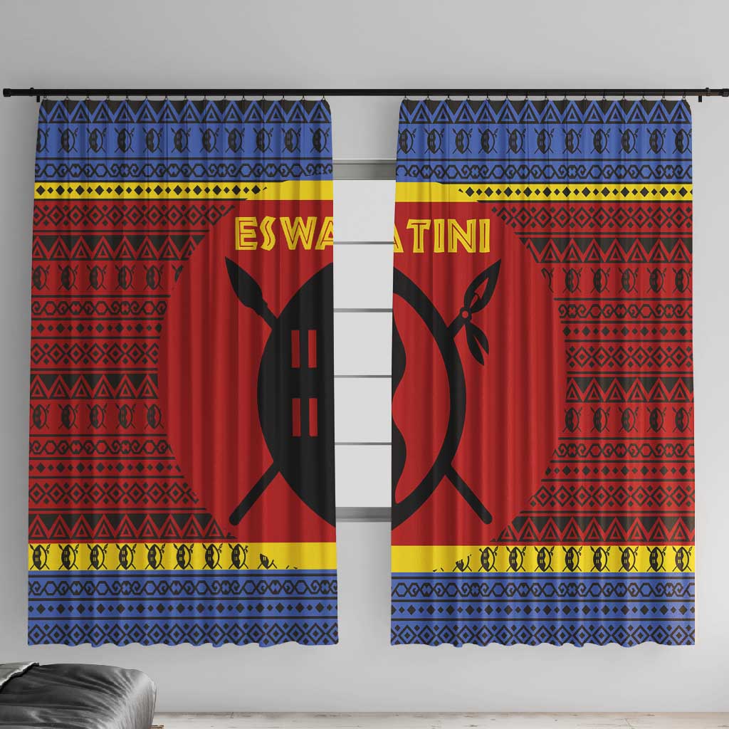 Eswatini Flag Window Curtain Nguni Shield Spear Pattern